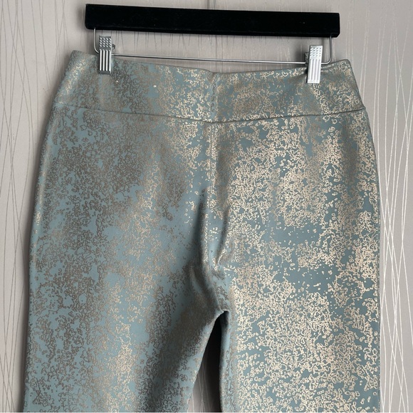 Soft Surroundings Pants Women’s Medium Palladium Blue Gold Patterned Ponte - Picture 7 of 10